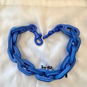 COACH Periwinkle Blue extra Short Leather Covered Chain Strap New without tags